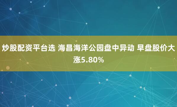 炒股配资平台选 海昌海洋公园盘中异动 早盘股价大涨5.80%