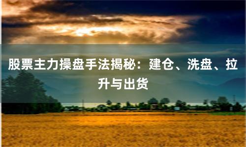 股票主力操盘手法揭秘:建仓、洗盘、拉升与出货